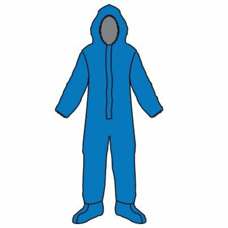 KAPPLER Zytron 100XP Hooded Coverall, LongNeck Respirator-Fit, Elastic Wrists, Boot Covers, Blue, S/M, 12PK Z1S414XPSMMD